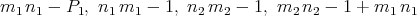 m1  n1 - P1, n1m1  - 1, n2 m2 - 1, m2 n2 - 1 + m1  n1   